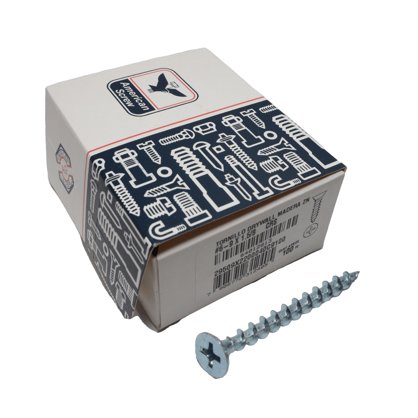 Tornillo DryWall Madera Zn6 - 9x1.5/8''100uds. American ScreW - Herram.cl