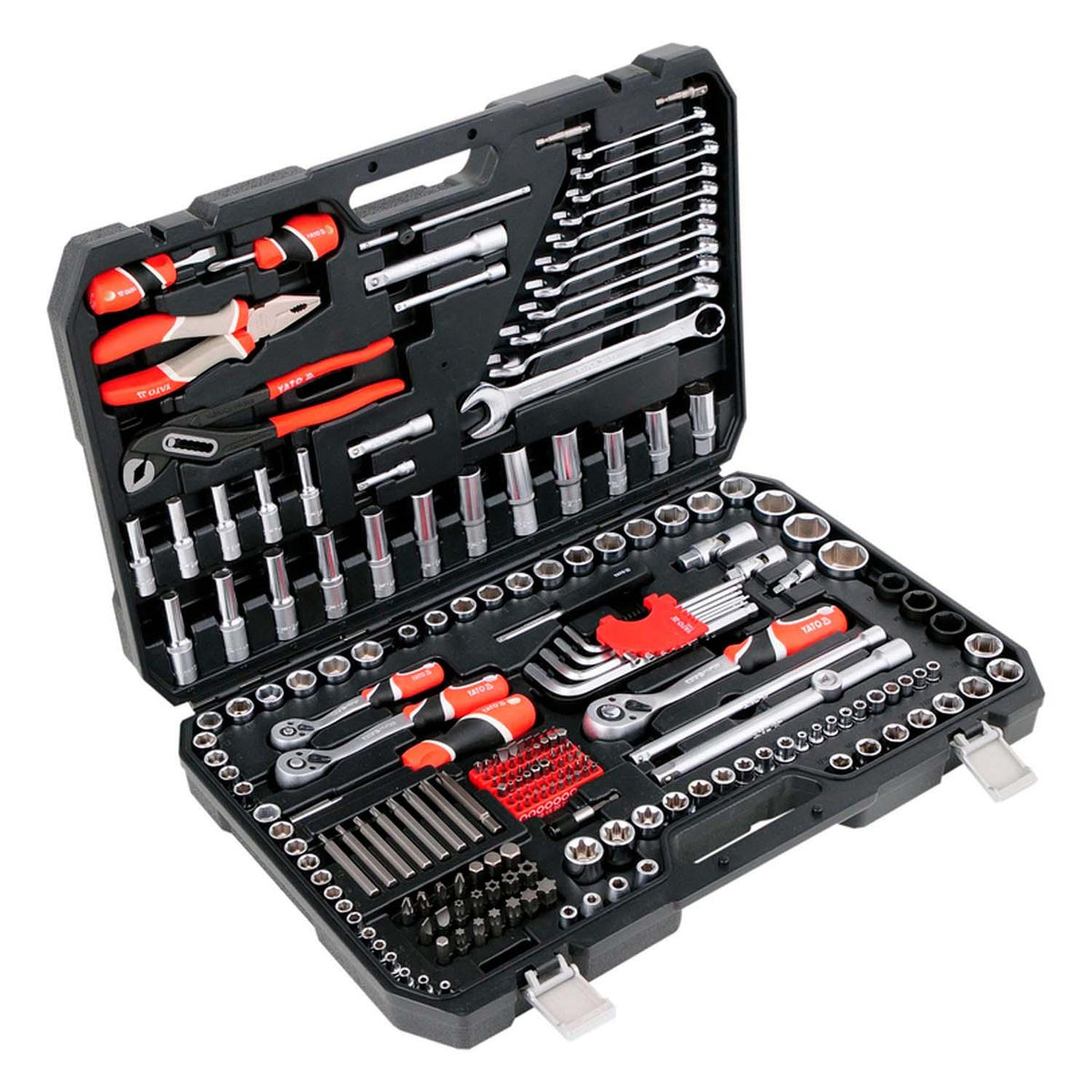 Juego de dados 1/4'';3/8'';1/2'' y herramientas 225 Pzs Yato - Herram.cl