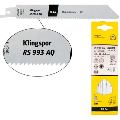 Pack 5 Hojas de Sierra Sable RS993 AQ All - CUT 300mm - Klingspor - Herram.cl