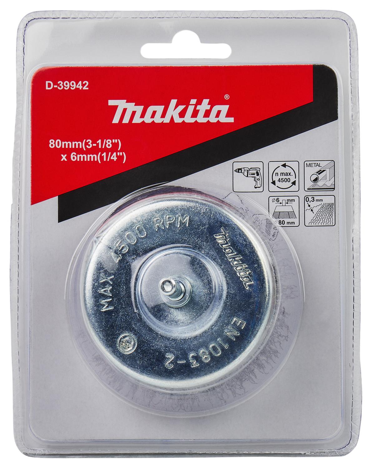 Grata Copa Acero Ondulado 80mm (3 - 1/8'') Toma 1/4'' - Makita - Herram.cl
