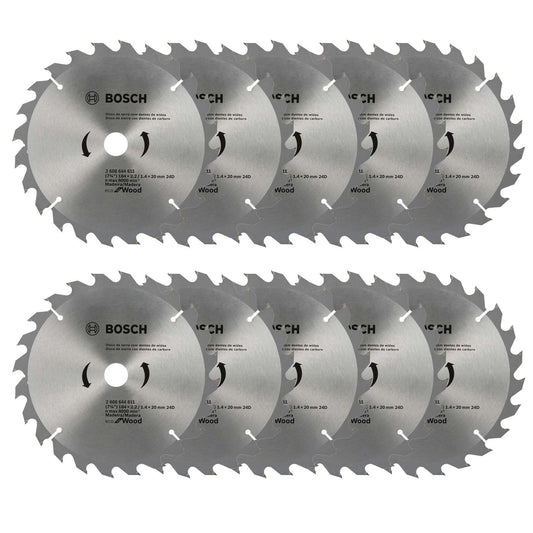 Pack 10 Discos De Sierra Circular Eco 7 1/4'' Eje 20mm 24 D - Bosch - Herram.cl