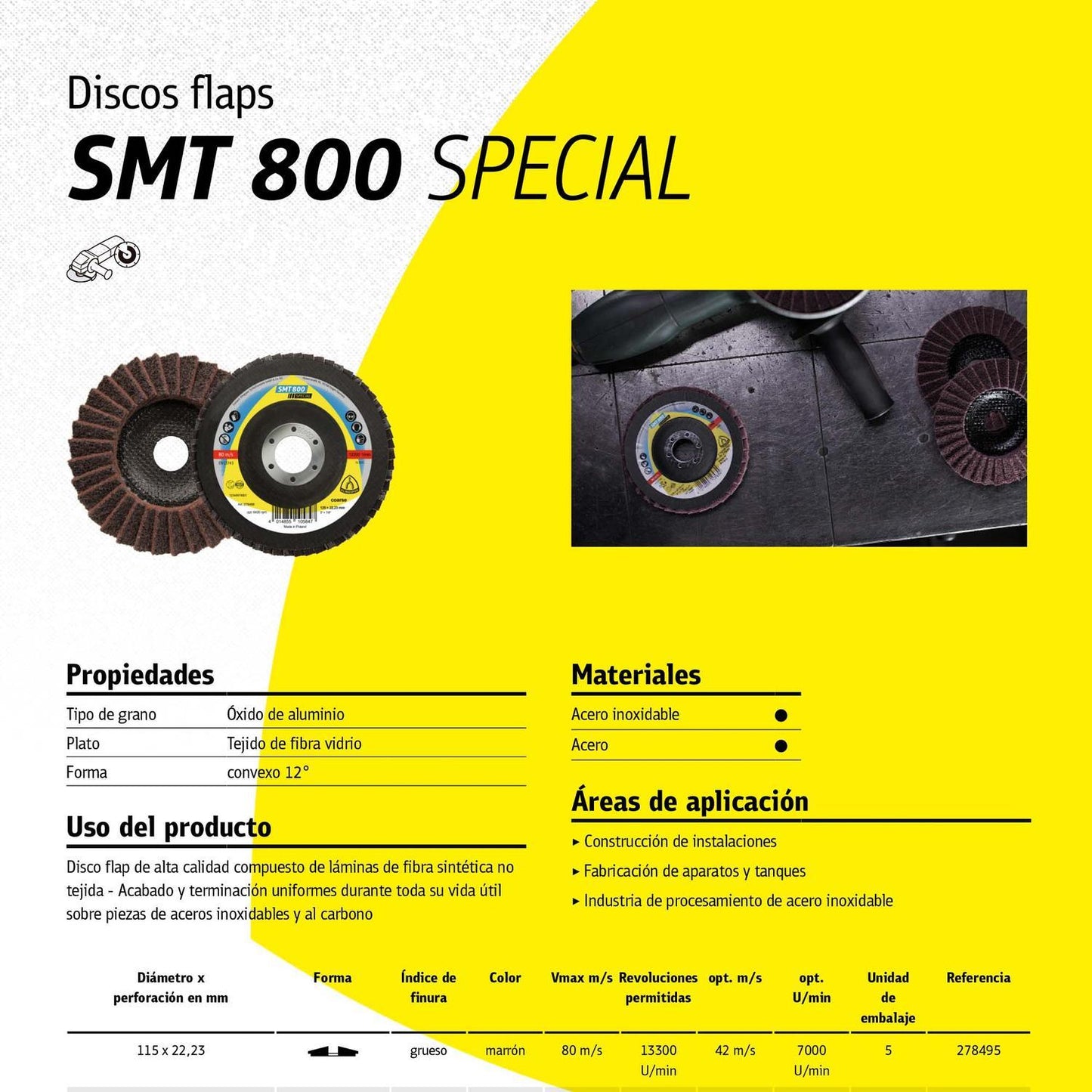 Disco Fibra Sintetica SMT 800 4 - 1/2'' Muy Fino - Klinsgpor - Herram.cl