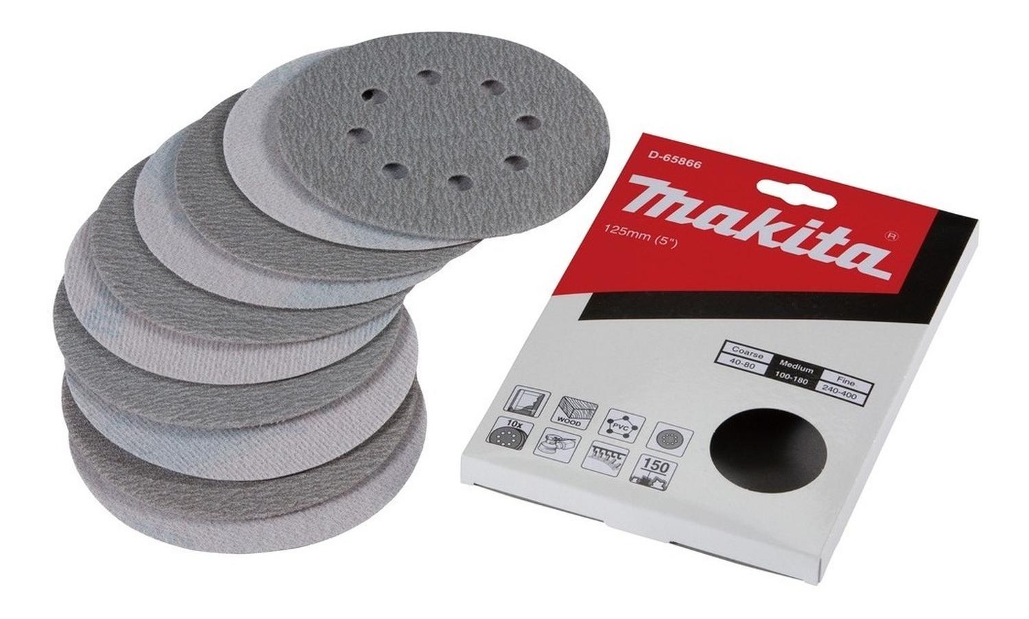 Pack 10 Discos Lija Con Velcro 125mm G150 - Makita - Herram.cl