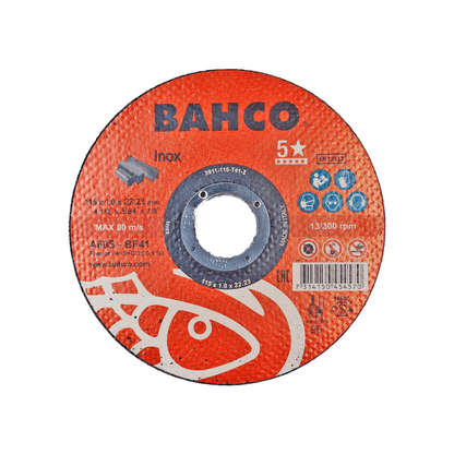 Pack 25 Discos Abrasivos 4 1/2'' Inox – Bahco - Herram.cl