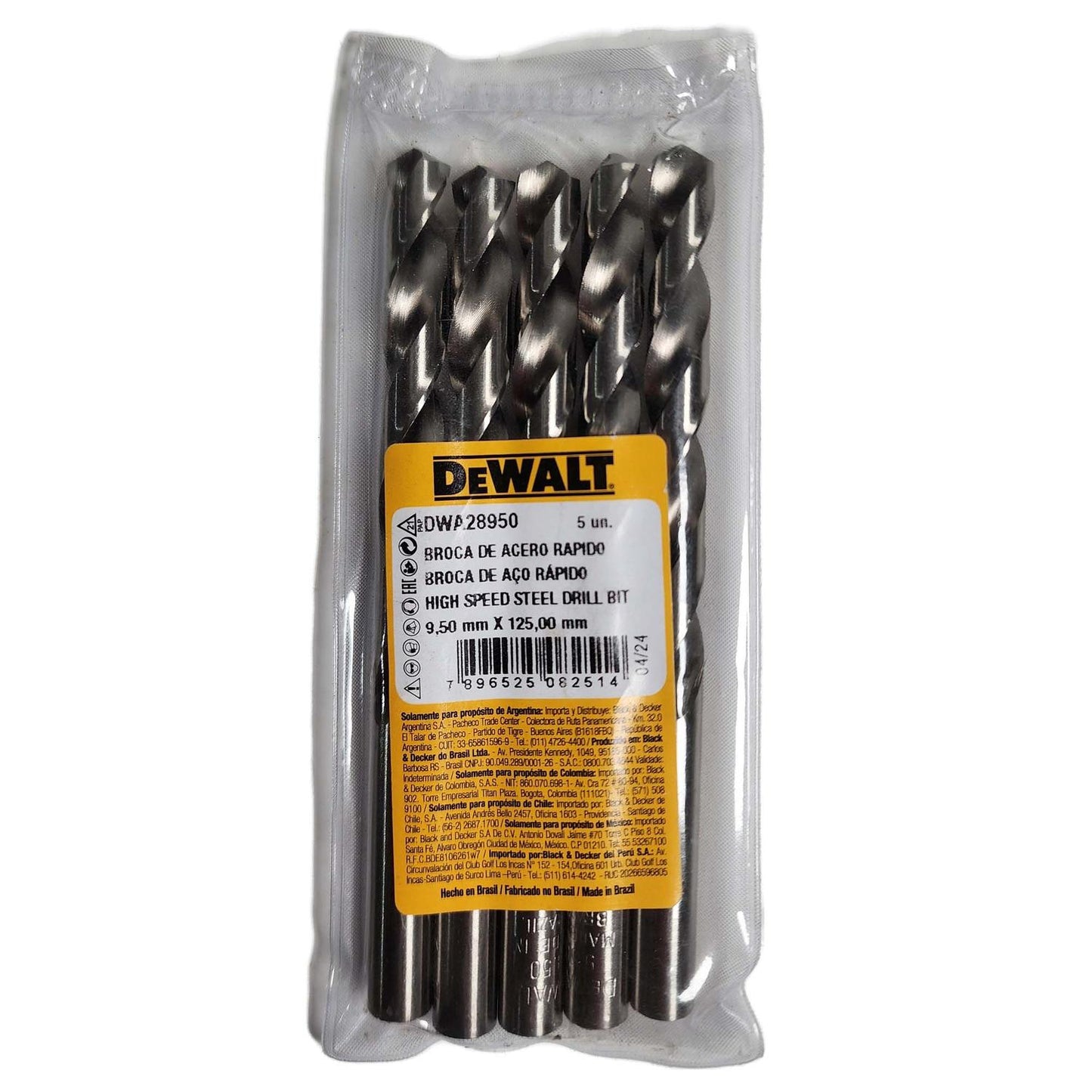 Brocas Para Metal HSS 9.5mm 5 Pzas - DeWALT - Herram.cl