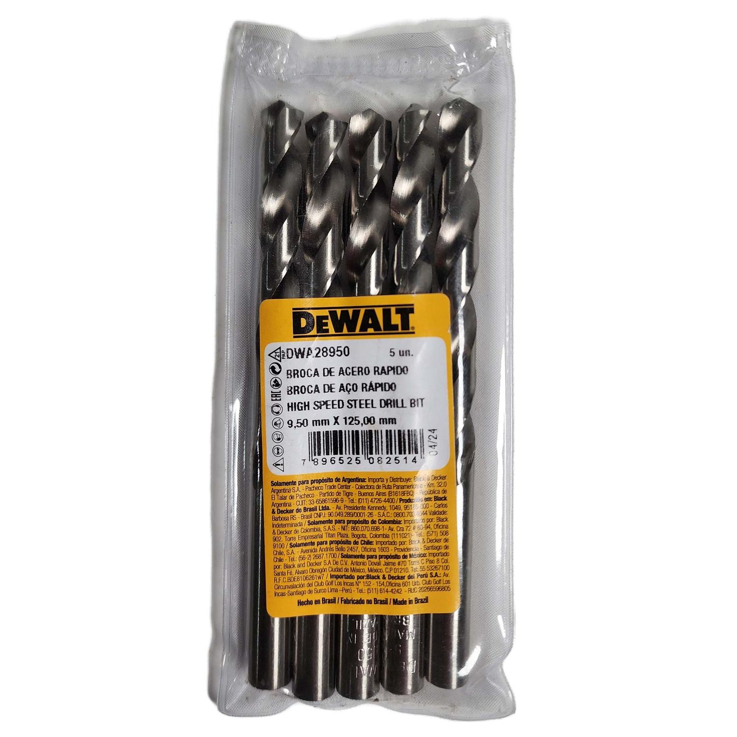 Brocas Para Metal HSS 9.5mm 5 Pzas - DeWALT - Herram.cl