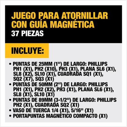 Set 37 Puntas con estuche ToughCase DeWalt DW2163 - Herram.cl