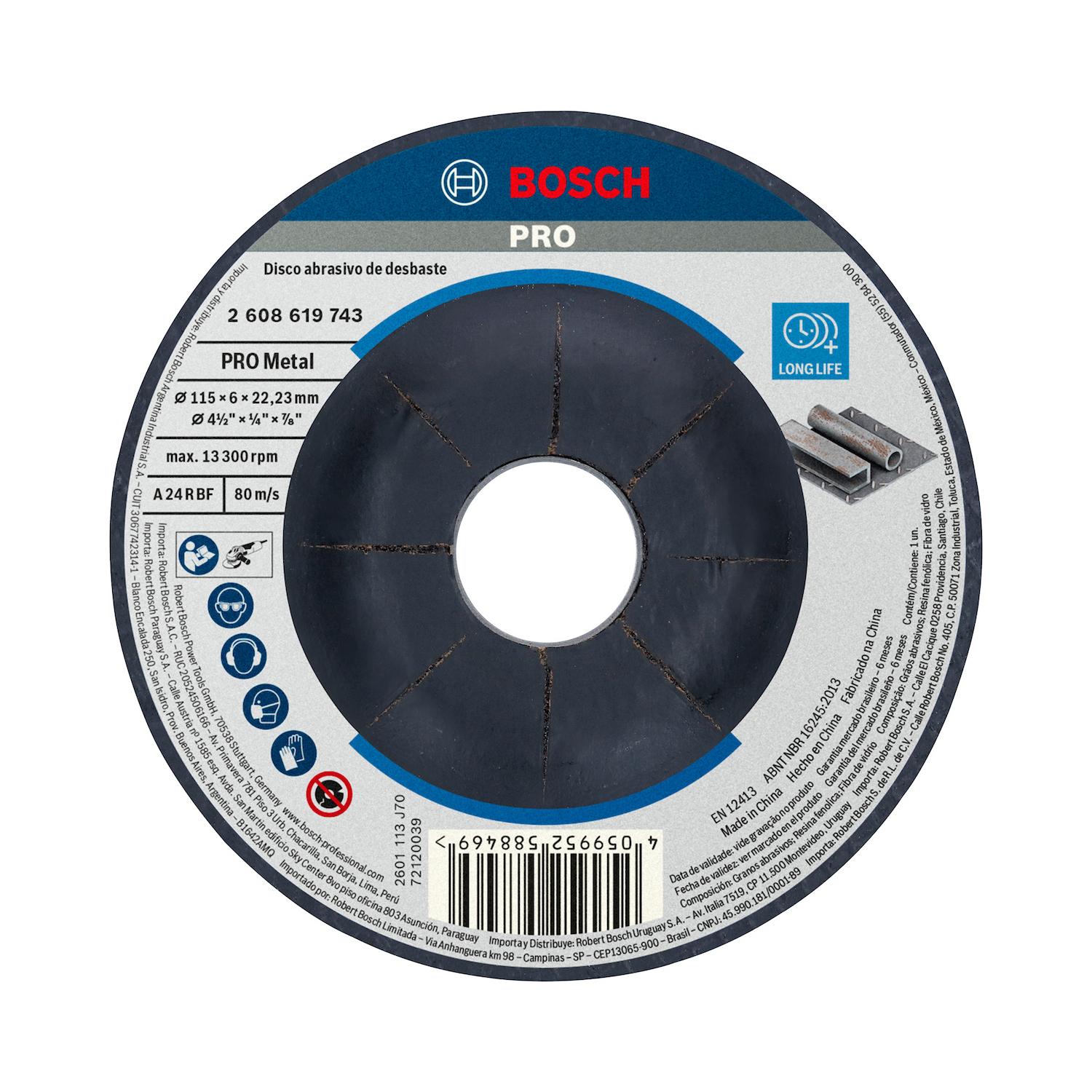 Pack 10 Discos De Desbaste Metal 4 1/2'' x 6,0mm - Bosch - Herram.cl
