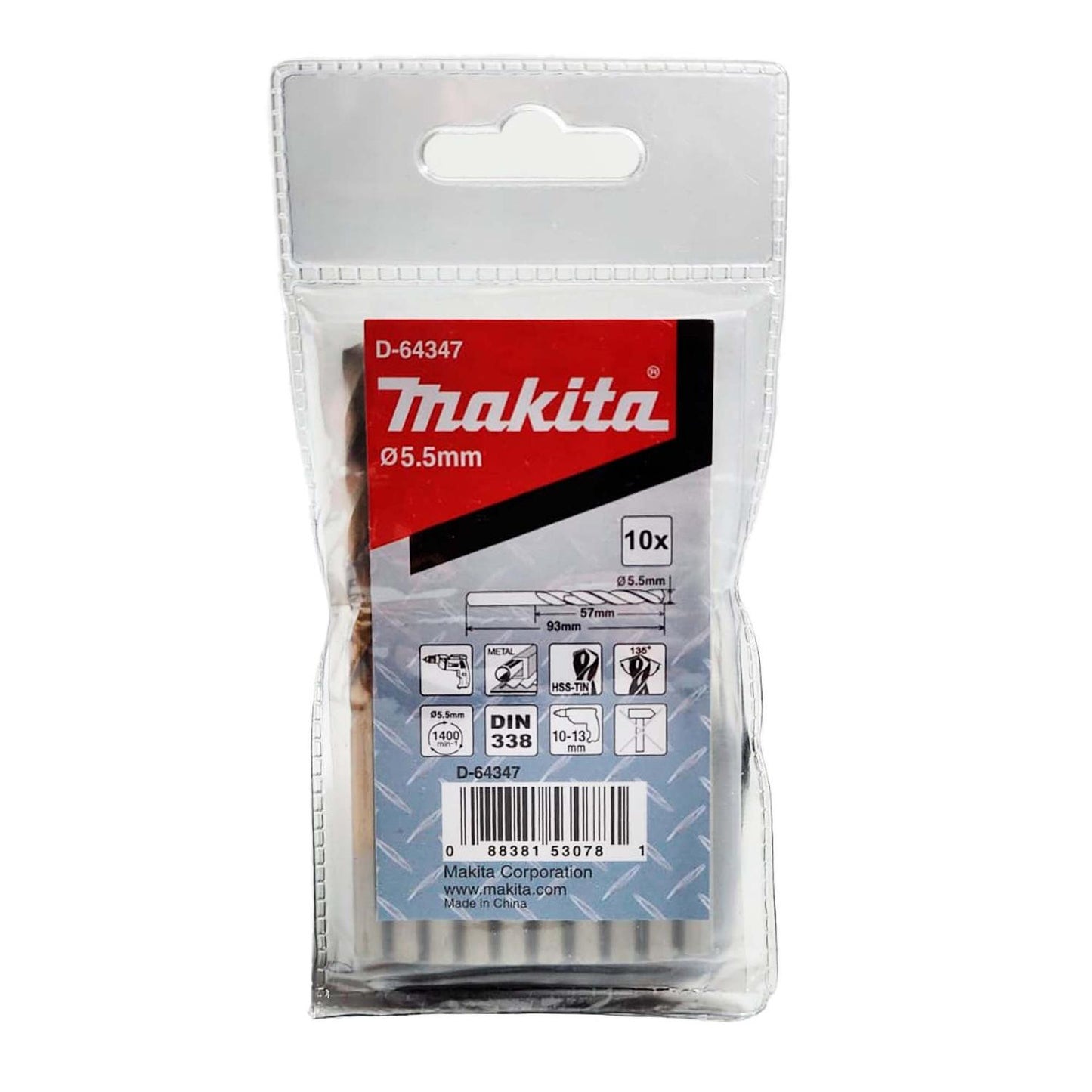 Brocas Metal HSS - TiN 5.5x93mm 10 Pzas - Makita - Herram.cl