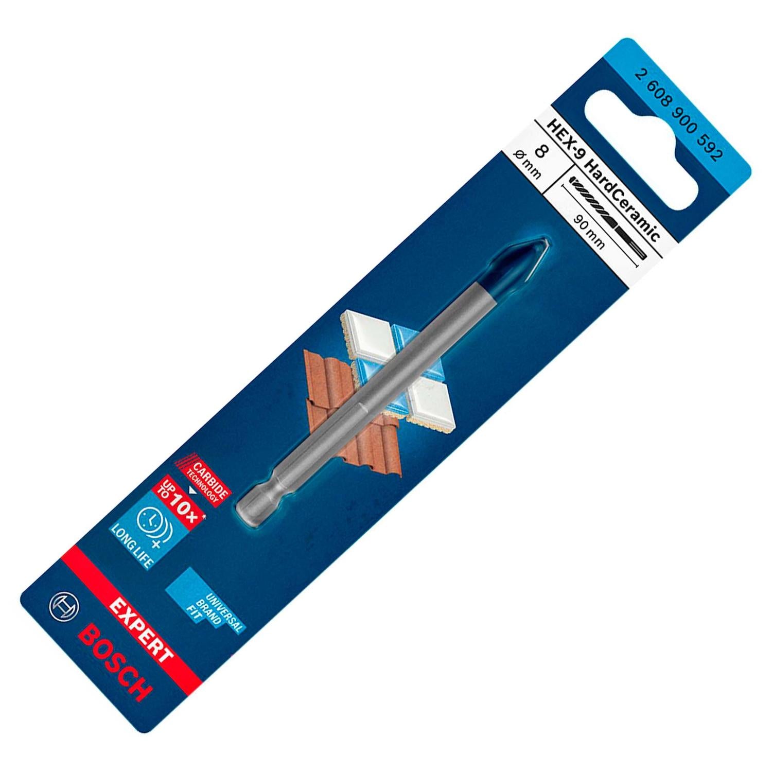 Broca para Porcelanato Expert Hex - 9 HardCeramic 8 X 90mm - Bosch - Herram.cl
