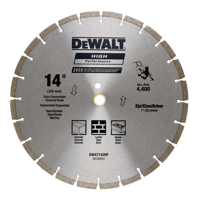 Disco Diamantado Dewalt 14'' Segmentado HP DW47142HP - Herram.cl