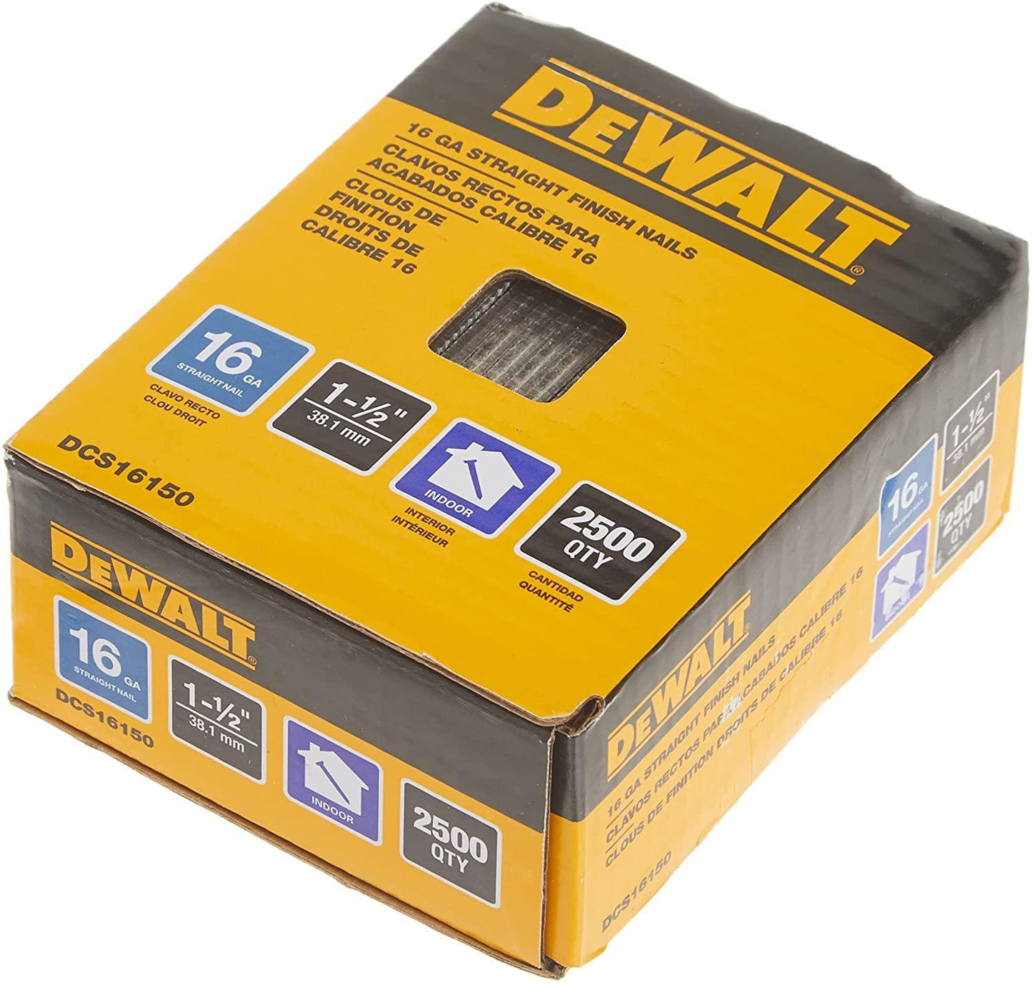 Clavo de Acabado 16GA 1 - 1/2'' 2500 Und (SCN616 - B2) - DeWALT - Herram.cl