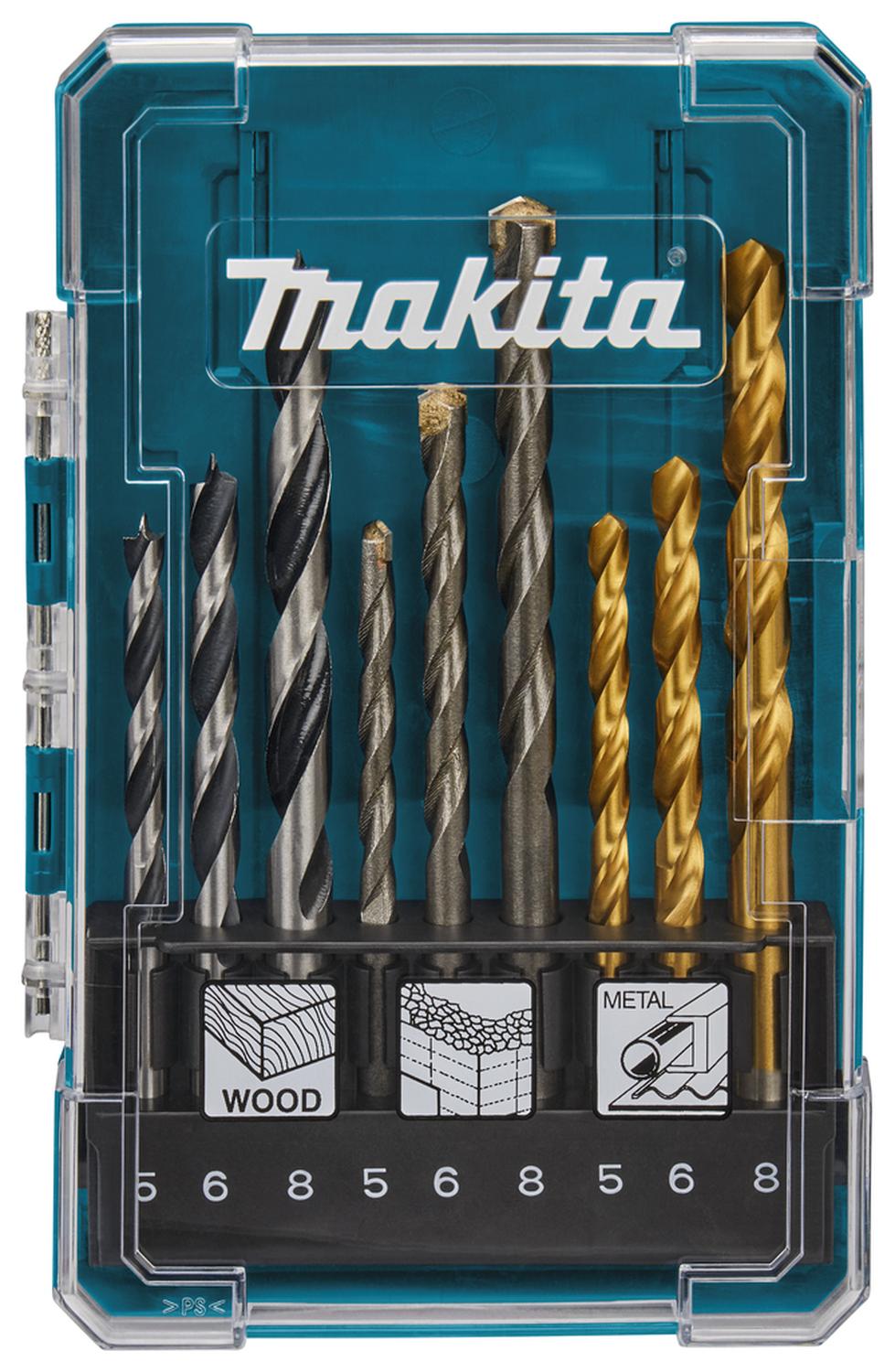 Set Brocas Para Madera/Metal/Concreto (5 - 8) 9 Pzas - Makita - Herram.cl