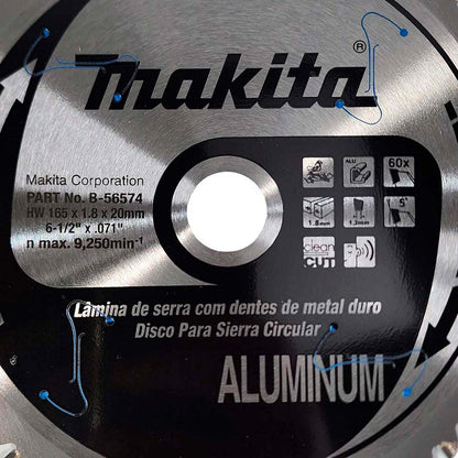 Disco De Sierra Efficut 165''x1,8x20mm 60D (Aluminio) - Makita - Herram.cl