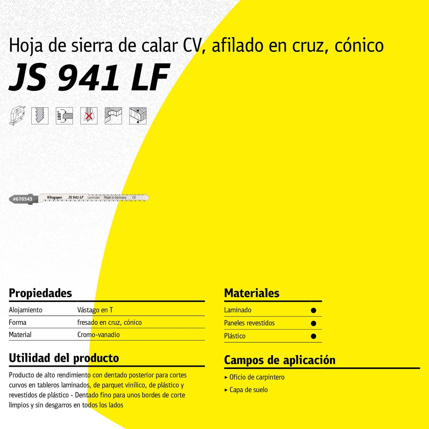 Hoja de Calar JS941 LF Laminados 100mm 5 Pzas. - Klingspor - Herram.cl