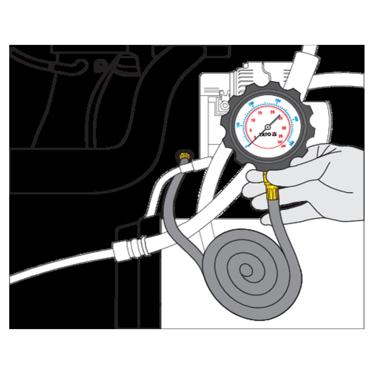 Medidor Presión de Aceite Motor Yato YT-73030 0-500 PSI - Herram.cl