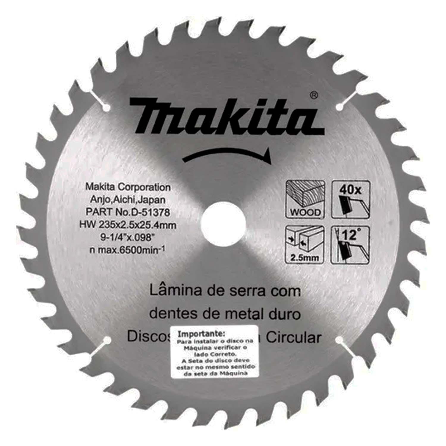 Disco de Sierra Circular 9 - 1/4''x1'' 40 D Madera - Makita - Herram.cl