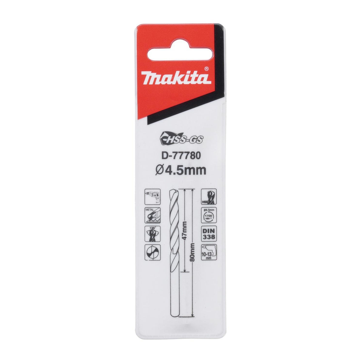 Broca para Metal HSS-GS 4.5x80mm - Makita - Herram.cl