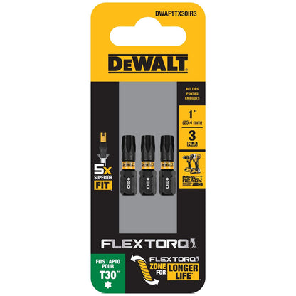 Puntas FLEXTORQ T30 - 1'' (25.4mm) 3 Pzas - DeWALT - Herram.cl