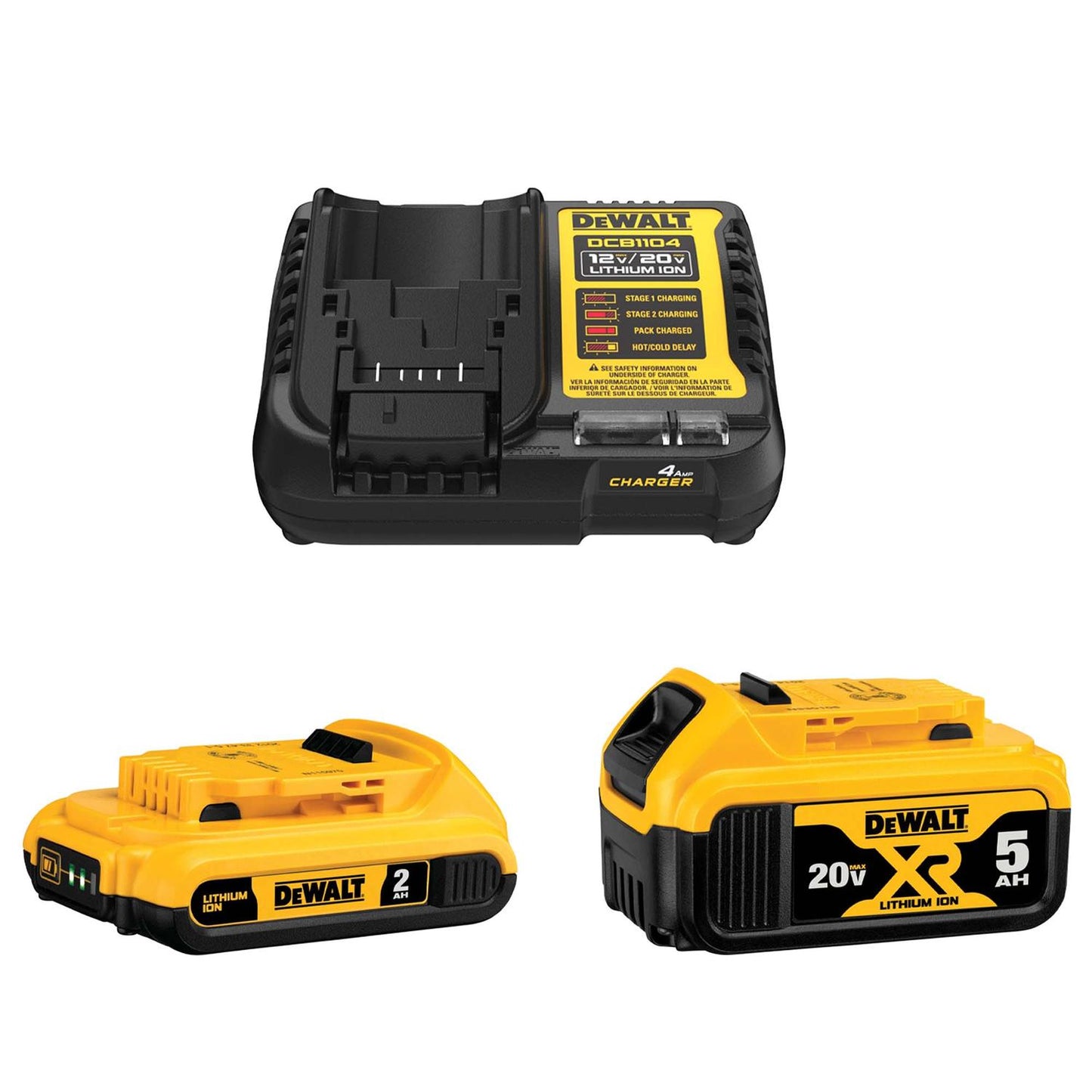 Kit 2 Baterías 20V Max. 5.0 / 2.0 Ah+Cargador+Bolso - DeWALT - Herram.cl