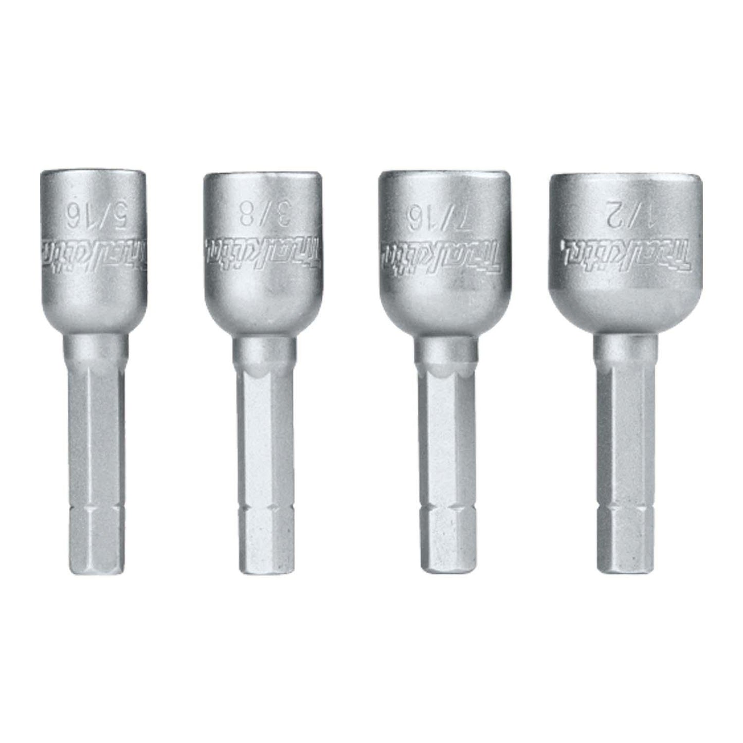 Set 4 Vasos Magnéticos 5/16'', 3/8'', 7/16'', 1/2'' - Makita - Herram.cl