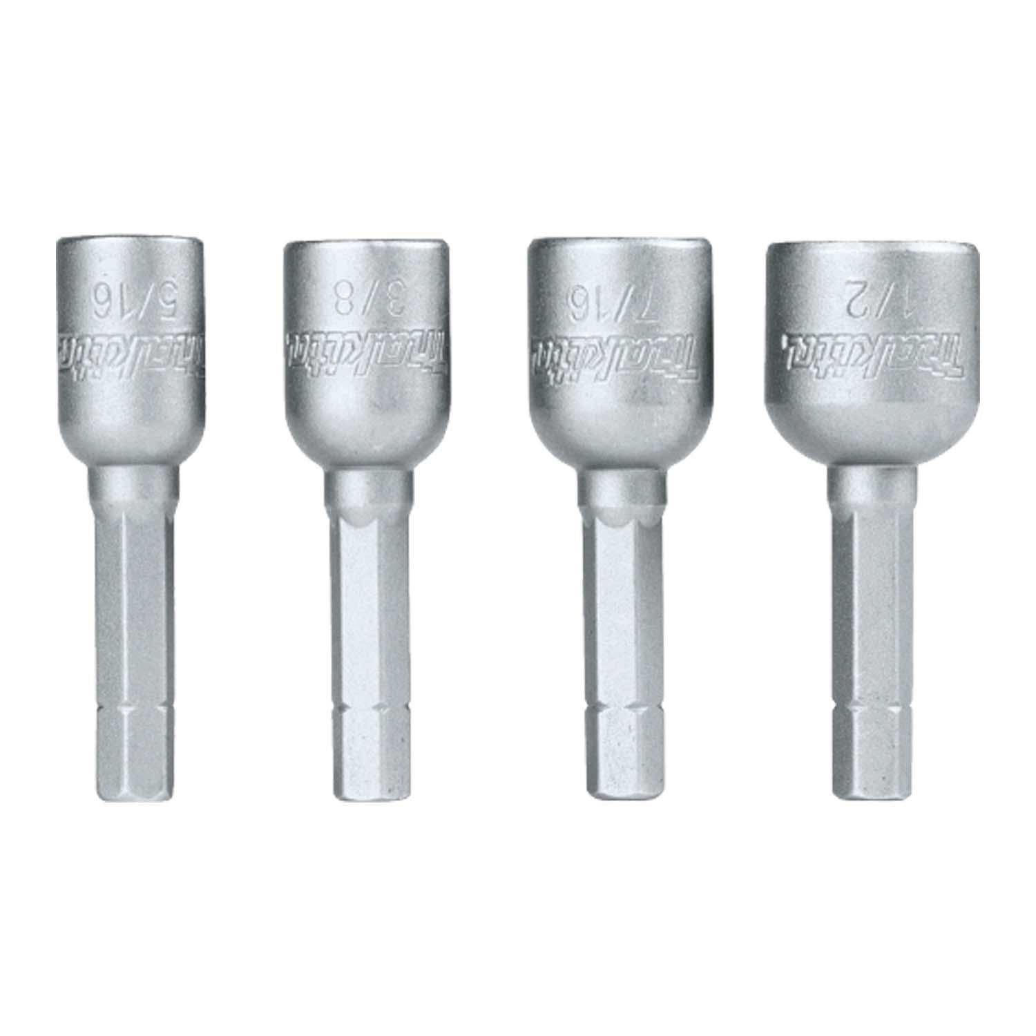 Set 4 Vasos Magnéticos 5/16'', 3/8'', 7/16'', 1/2'' - Makita - Herram.cl