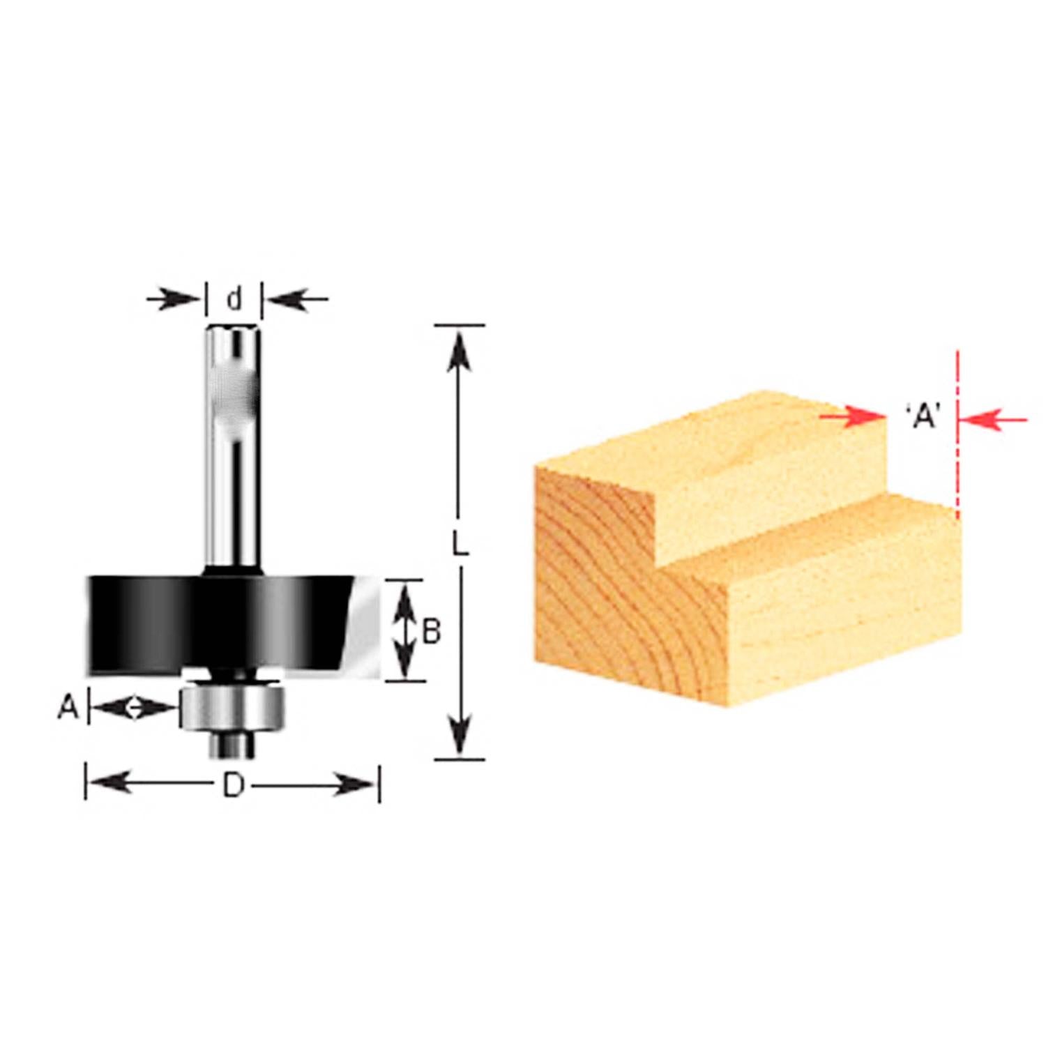 Fresa Encaje/Rebaje C/Rod. 1 - 1/4''x1/2'' Toma 1/2'' - Makita - Herram.cl