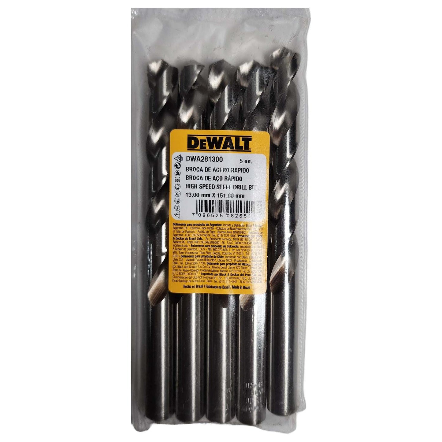 Brocas Para Metal HSS 13mm 5 Pzas - DeWALT - Herram.cl
