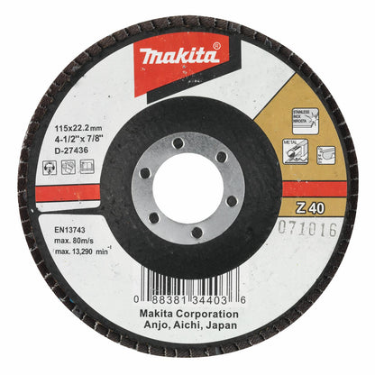 Disco Flap o Traslapado Para Inox 4 1/2'' Zirconio - Makita - Herram.cl