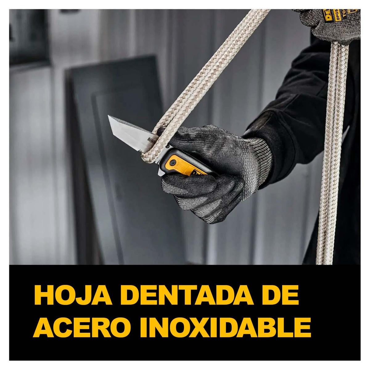 Navaja de bolsillo plegable, tanto dentada, DeWalt DWHT10994 - Herram.cl