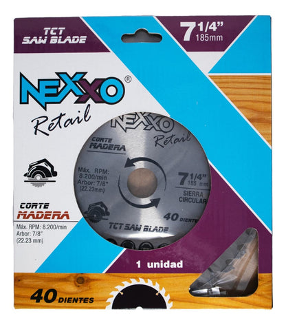 Disco Sierra Circular 7 1/4'' (185mm) 40 Dientes - Nexxo - Herram.cl