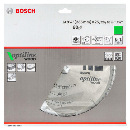 Disco de Sierra Optiline 9 - 1/4''x25mmx60D - Bosch - Herram.cl