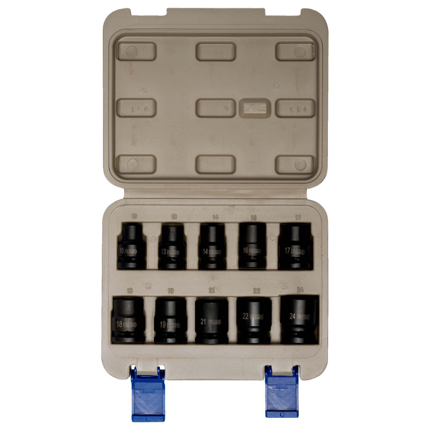 Juego de Dados de impacto 1/2'' (10 - 24mm) 10 Pzas - Irimo - Herram.cl