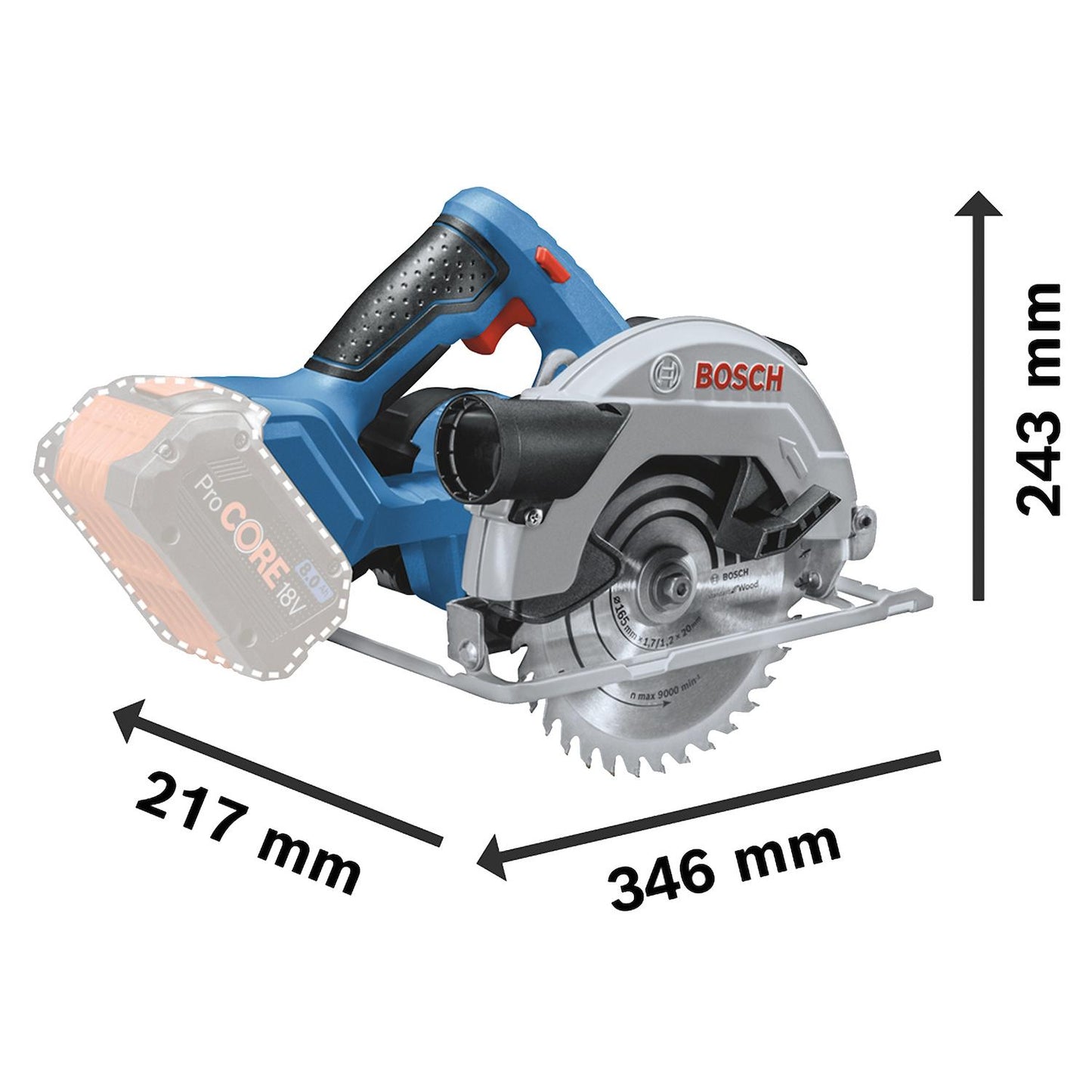 Sierra Circular Inalámbrica Bosch GKS 18V - 57 sin baterías - Herram.cl