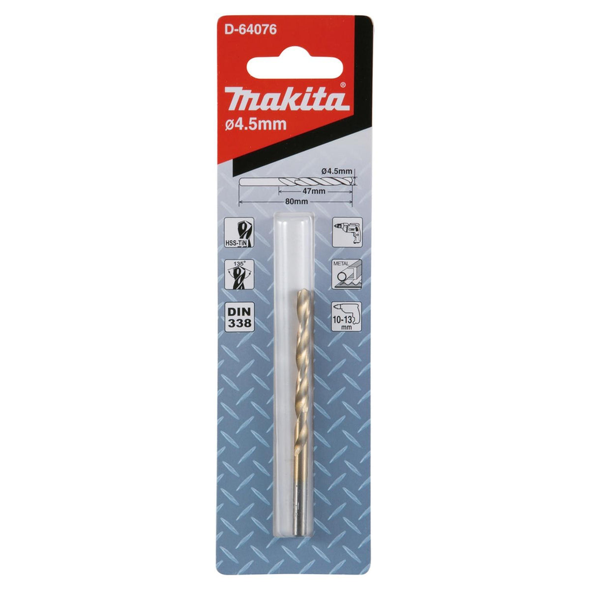 Broca Metal HSS-Tin 4.5x80mm - Makita - Herram.cl