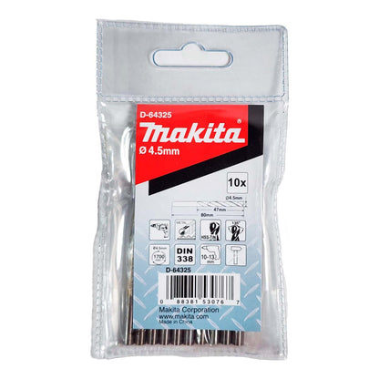 Brocas Metal HSS - TiN 4.5x80mm 10 Pzas - Makita - Herram.cl