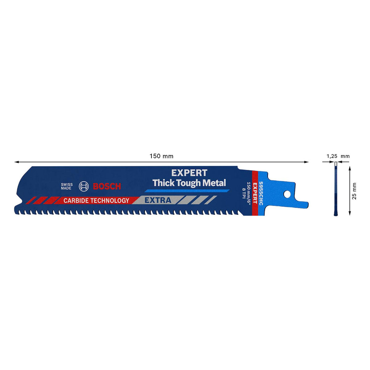 Hoja de sierra sable Expert Thick Tough Metal 150mm - Bosch - Herram.cl