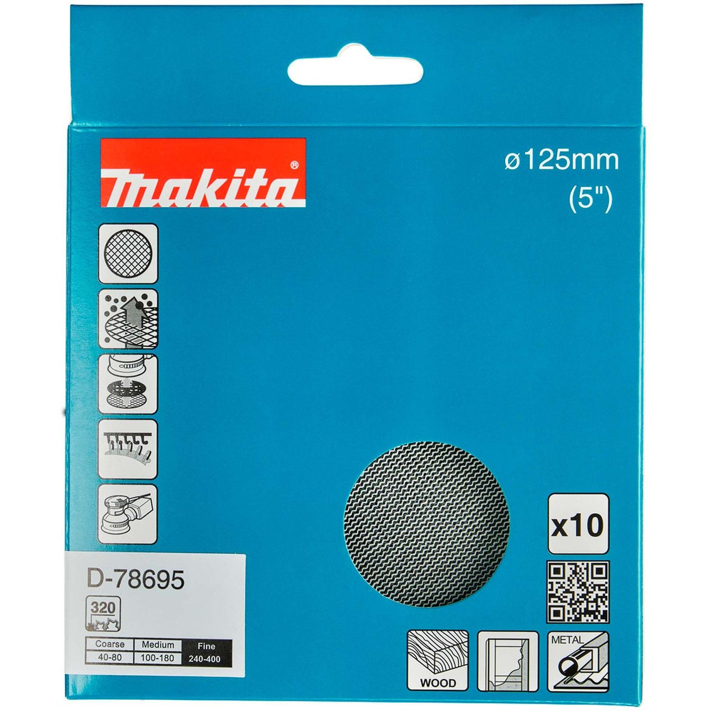 Pack 10 Discos Malla Abrasiva con Velcro 5'' (125mm) - Makita - Herram.cl