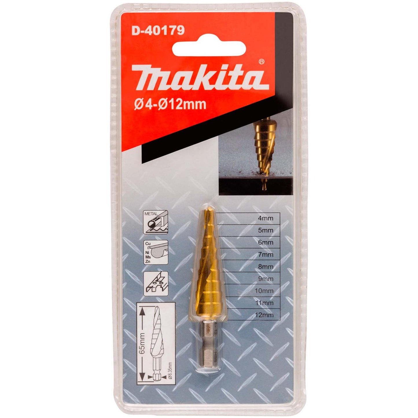 Broca Escalonada Espiral 4 - 12mm (Titanium) - Makita - Herram.cl