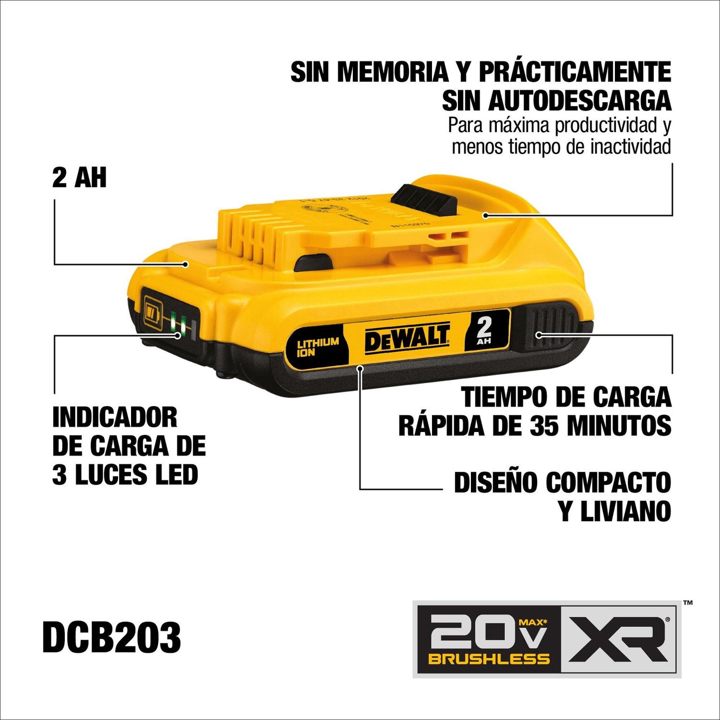 Kit 2 Baterías 20V Max. 5.0 / 2.0 Ah+Cargador+Bolso - DeWALT - Herram.cl