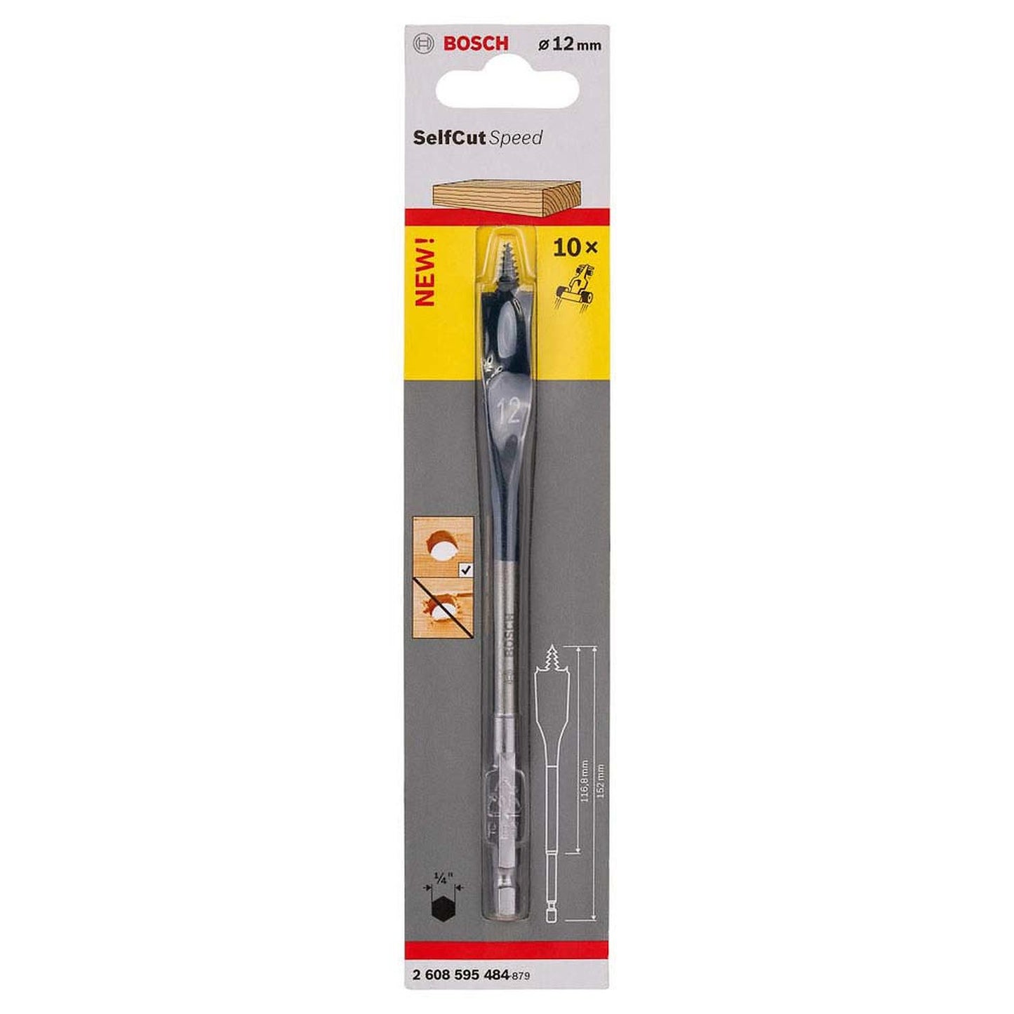 Broca Para Madera Plana Bosch Self Cut Speed 12x152mm - Herram.cl