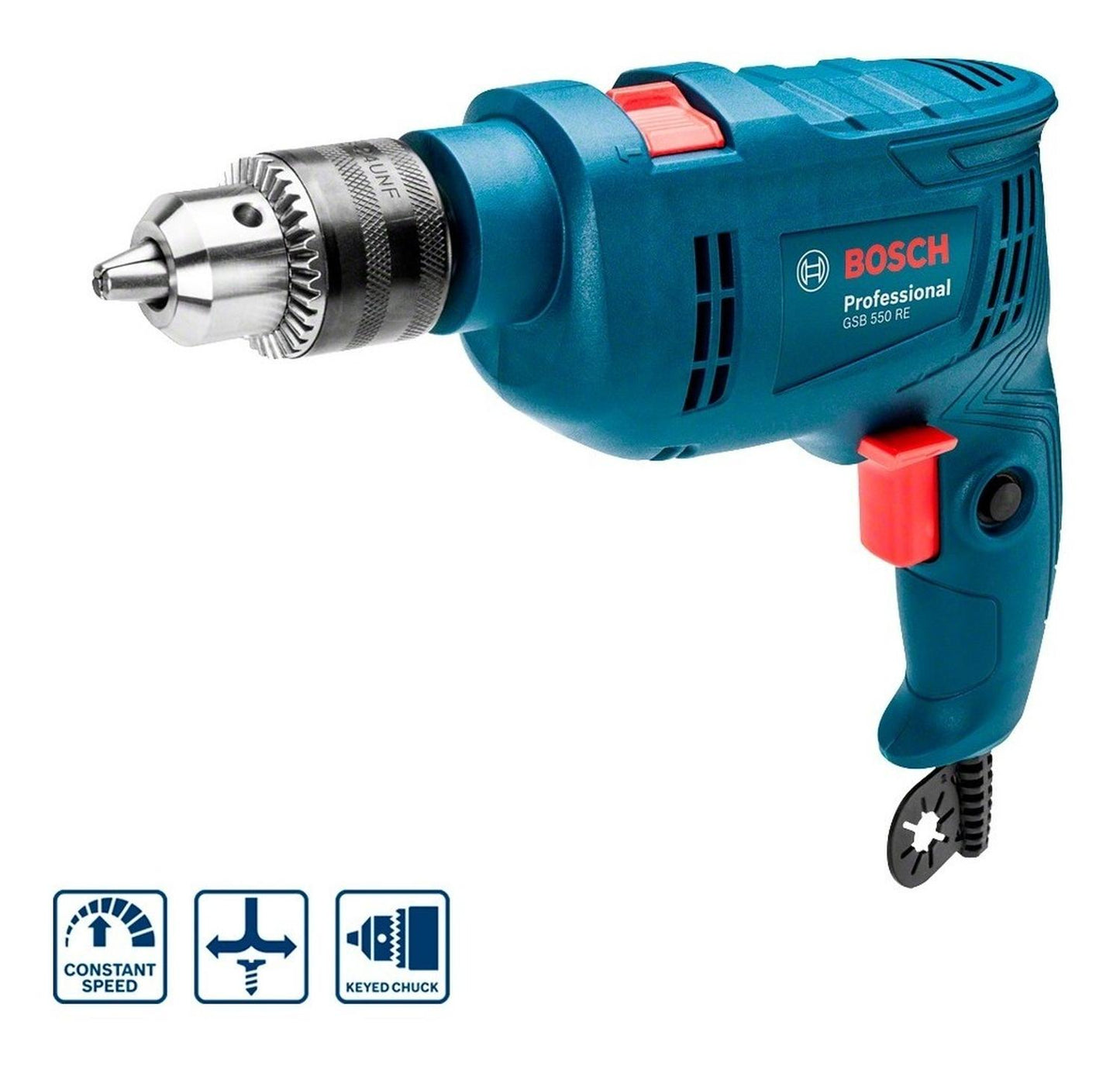 Taladro Percutor Bosch Gsb 550 Re 550W + 3 Brocas Concreto - Herram.cl