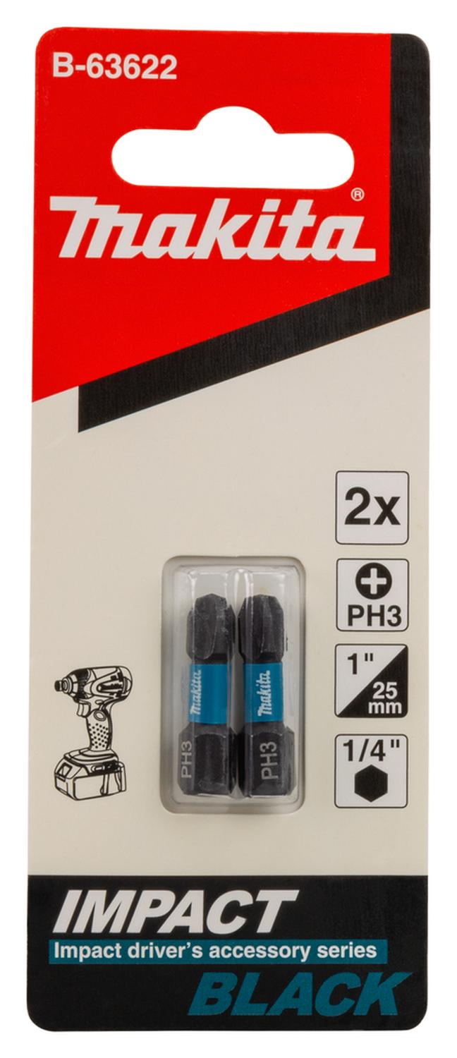 2 Puntas Impact Black PH3 25mm - Makita - Herram.cl
