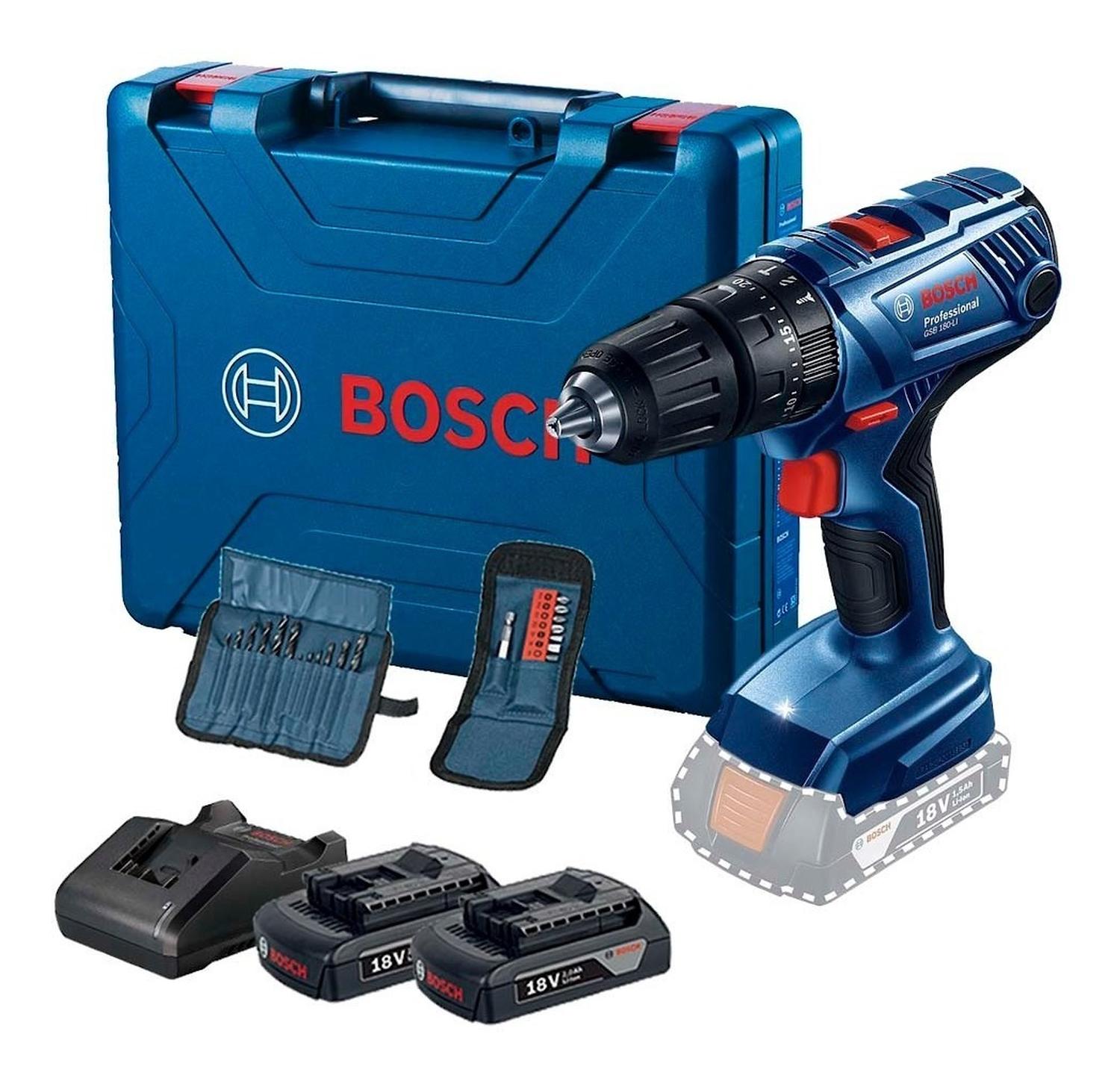 Taladro De Impacto Inalám. 18v Gsb 180 - li + 23 Acc Bosch - Herram.cl