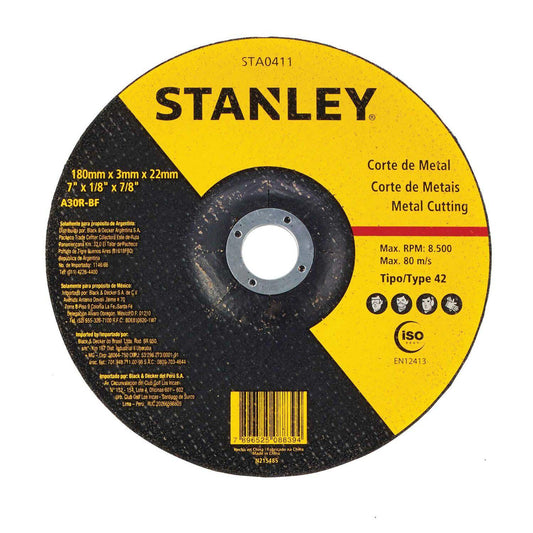 Disco de Corte Stanley STA0411 Metal 7''x3mm Tipo 42 - Herram.cl