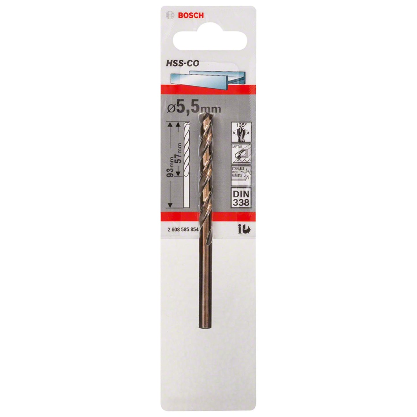 Broca Metal HSS - Co 5.5mm - Blister - Bosch - Herram.cl