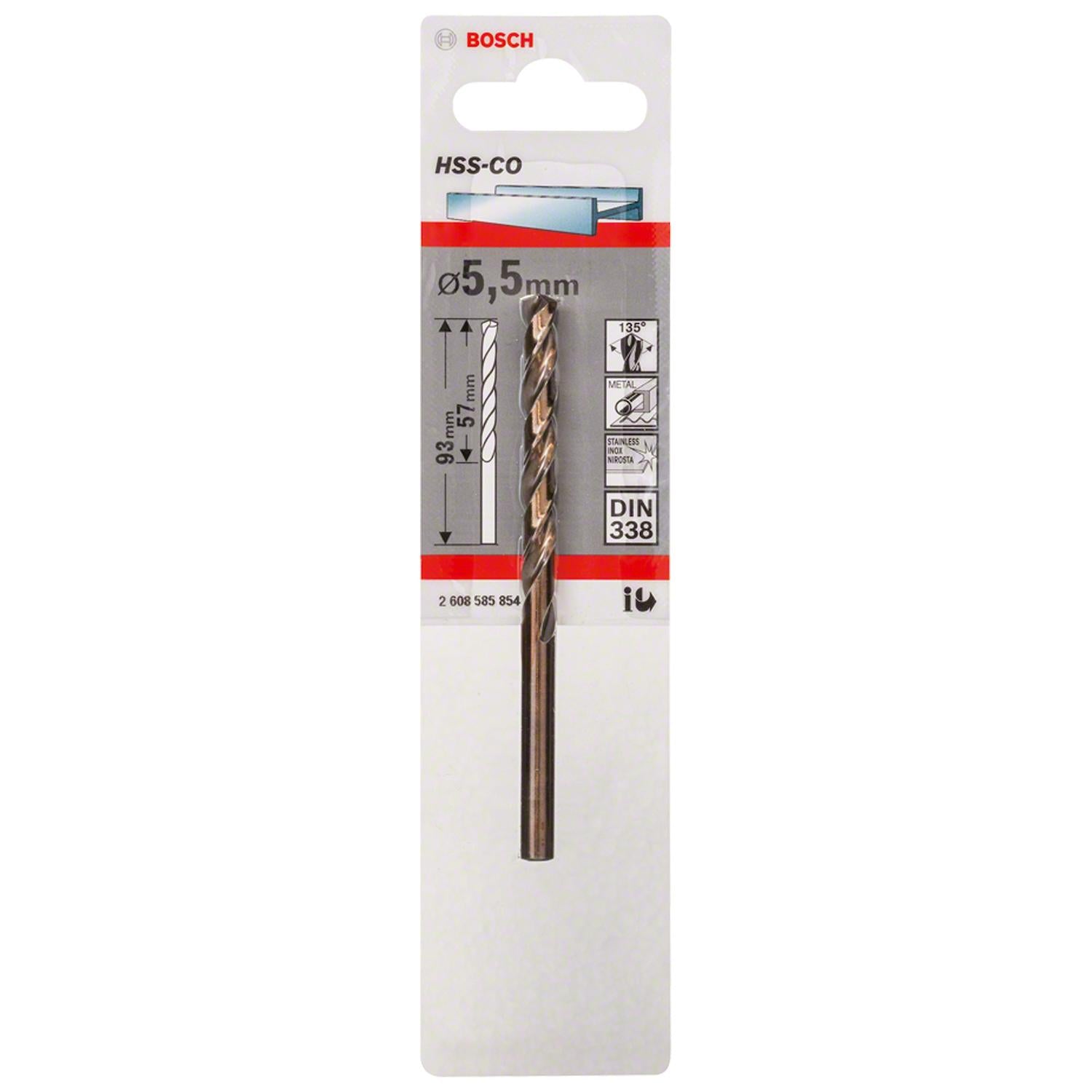 Broca Metal HSS - Co 5.5mm - Blister - Bosch - Herram.cl