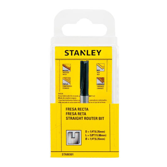 Fresa Recta 1/4'' x 5/8'' Vástago 1/4'' Stanley STA80301 - Herram.cl
