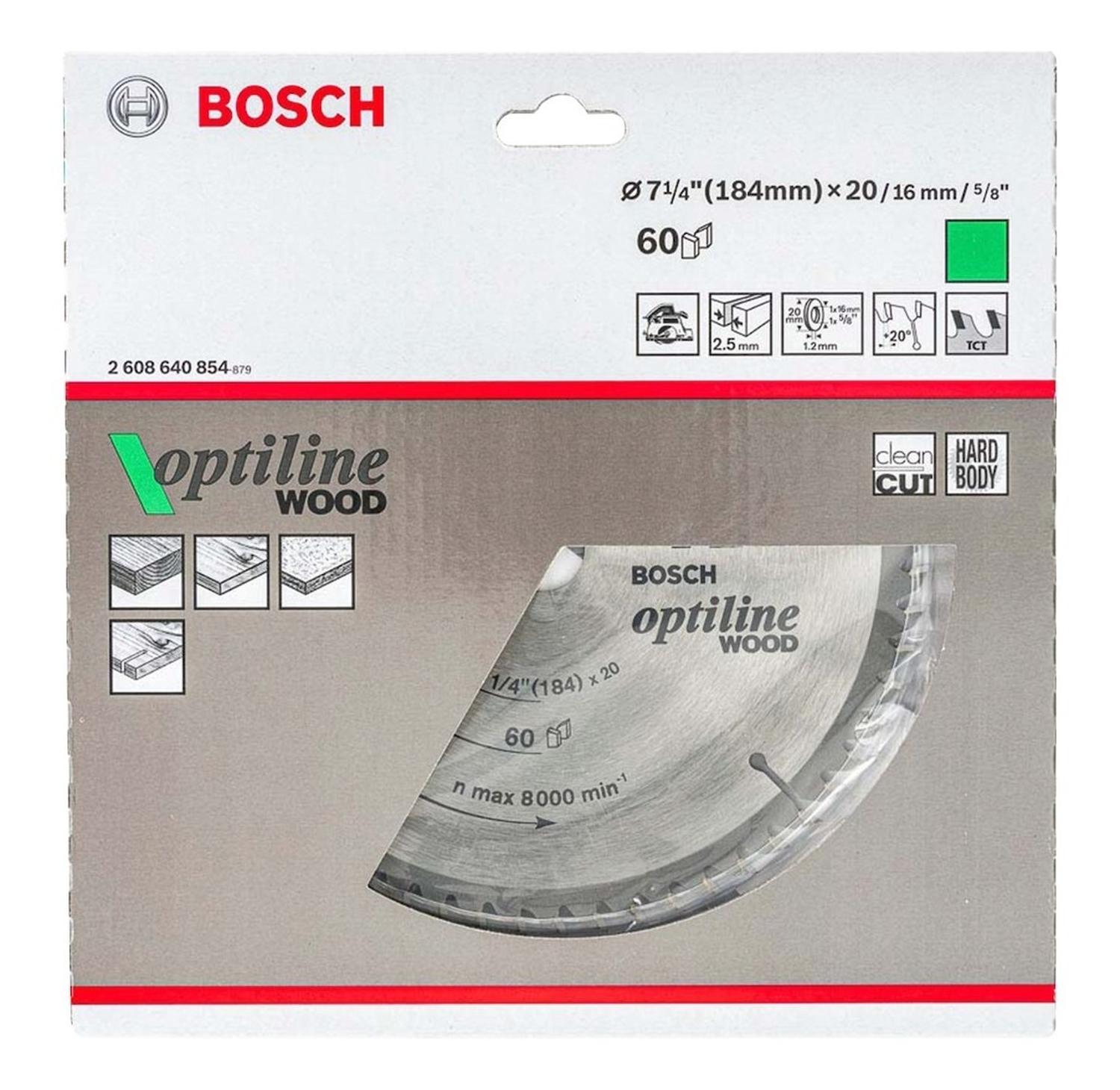 Disco De Sierra Circular Optiline 184mm (7 - 1/4'') 60 D Bosch - Herram.cl