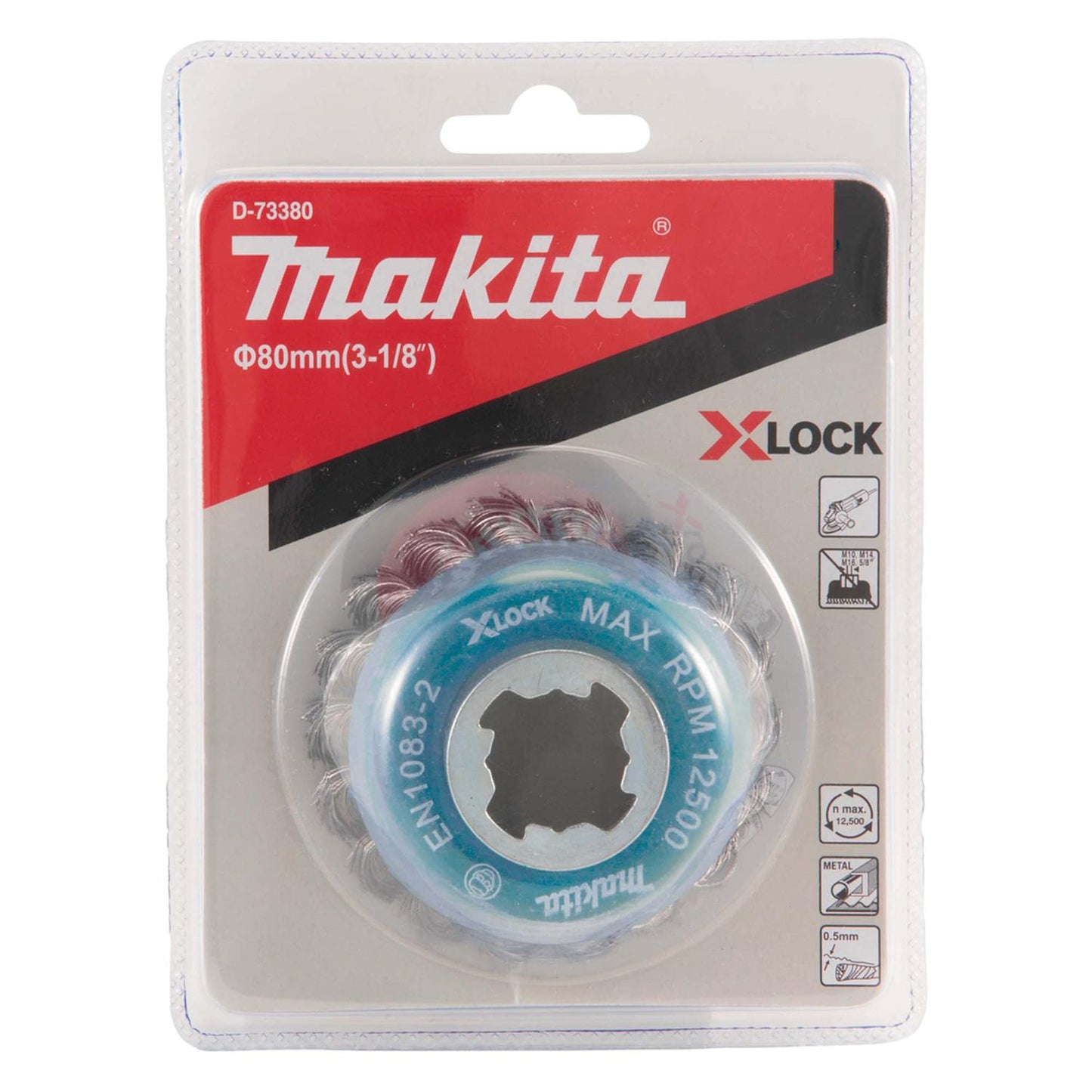 Grata Copa Trenzada Acero X - LOCK 80mm (3 - 1/8'') - Makita - Herram.cl